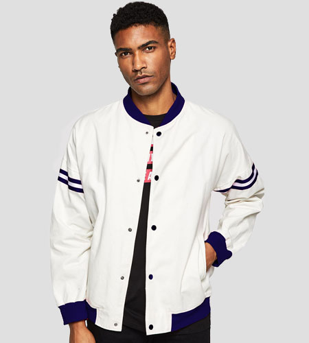 Tailormade Cut and Sew Button Bomber Jacket With Striped