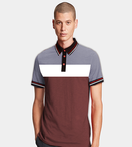 Tailormade Three Block Cut and Sew Polo Shirt With Double Tipping