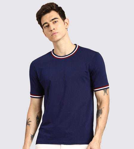 Roundneck T-Shirt With Double Tipping