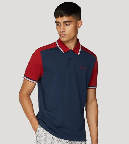 Cut And Sew Polo With Shoulder Cut