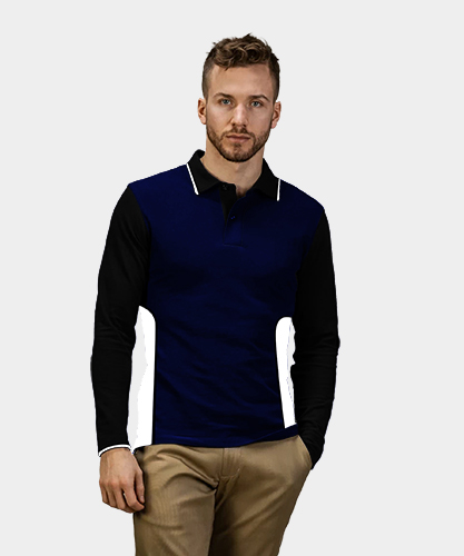 custom Tailormade Men's Full Sleeves Polo Single Tipping With Side Panel