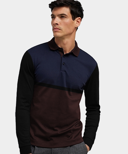 custom Tailormade Middle Stripe Cut and Sew Full Sleeves Polo Shirt