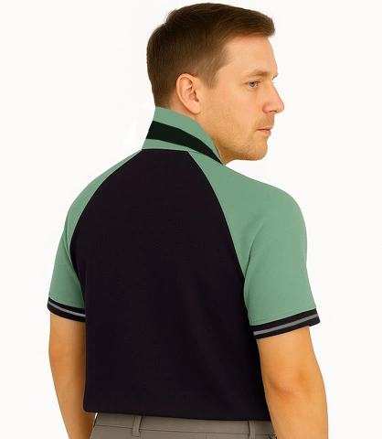Raglan Polo With Standing Collar And Single Tipping