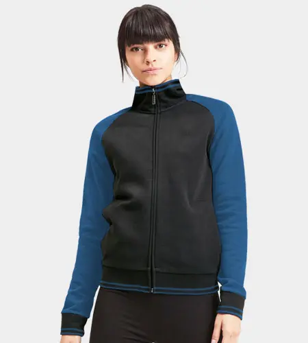Women's zipper raglan jacket double tipping
