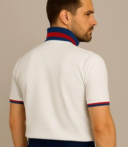polo shirt with standing collar and double tip