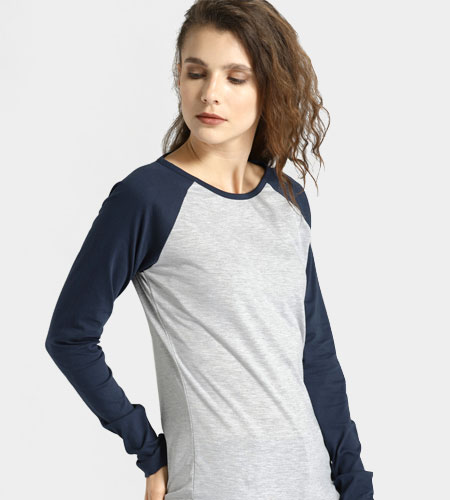 Buy Custom Created Women's Raglan full sleeves t-shirt with choice of  Fabric and Colour Online in Canada