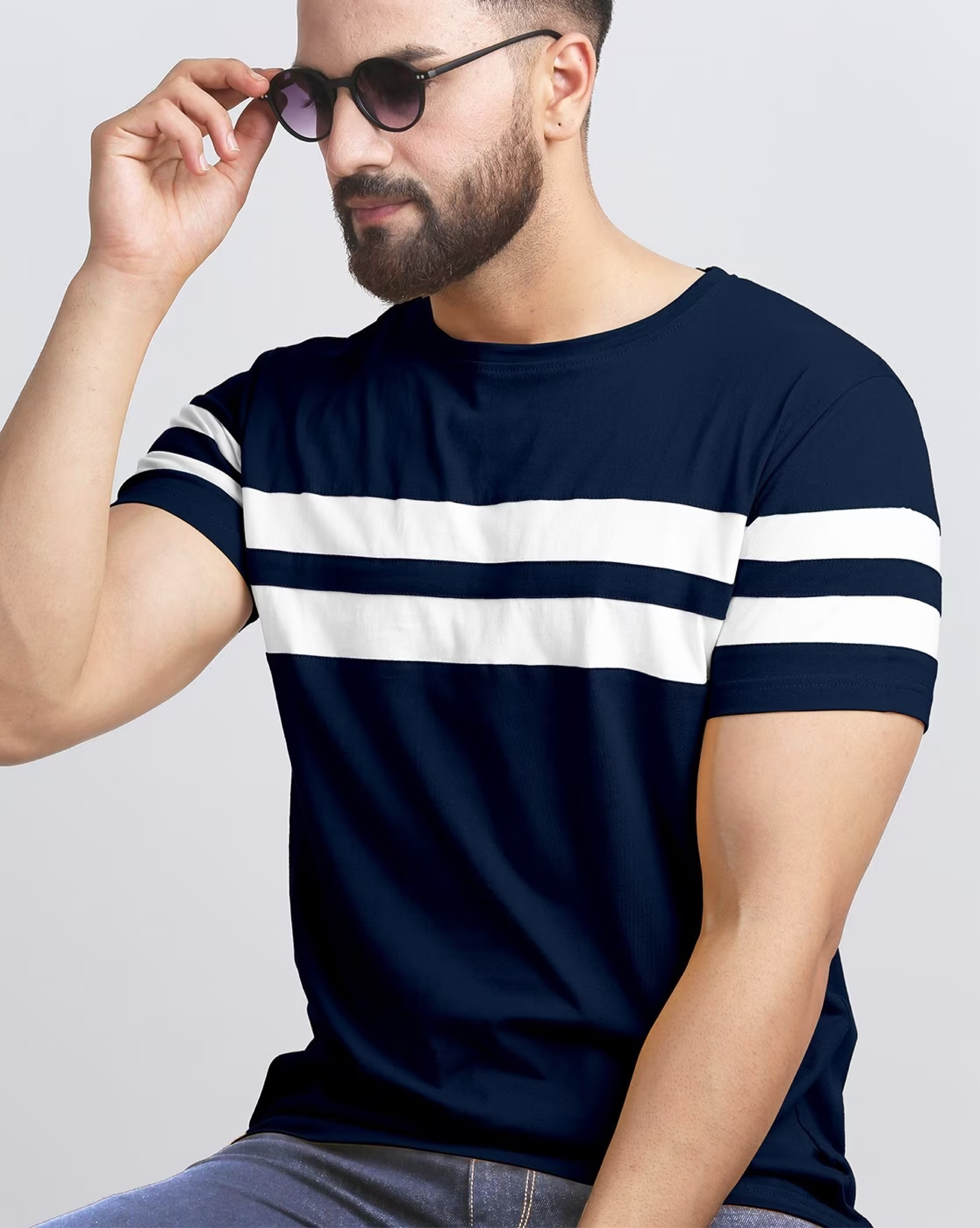 Tailormade-Striped-Crew-Neck-Roundneck-T-Shirt