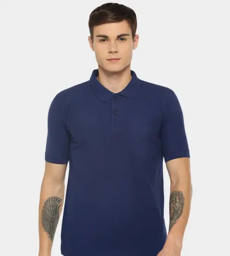 Jersey polo with pocket