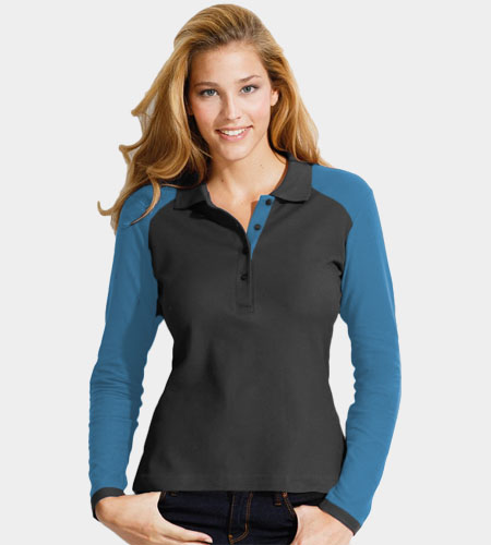 custom Women's Polo Raglan Full Sleeves With Buttons