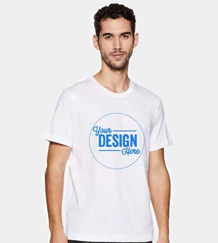 white 180 gsm biowashed fully combed iLogo blank custom t-shirt which can be customized