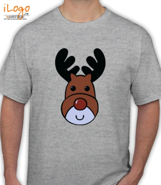 Mens Mens-Blue-Reindeer-Christmas T-Shirt