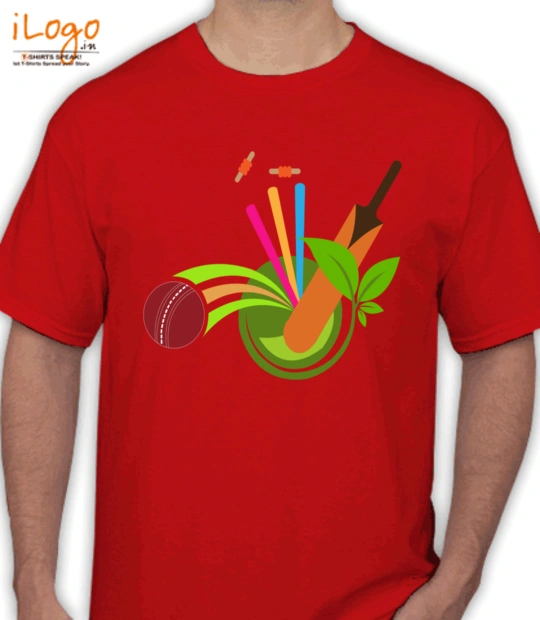  cricket-logo-ball-bat-wickets T-Shirt