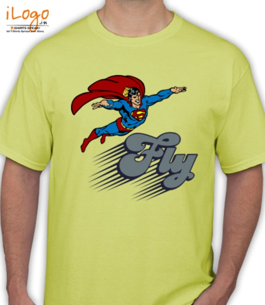 Yellow cartoon character superman- T-Shirt