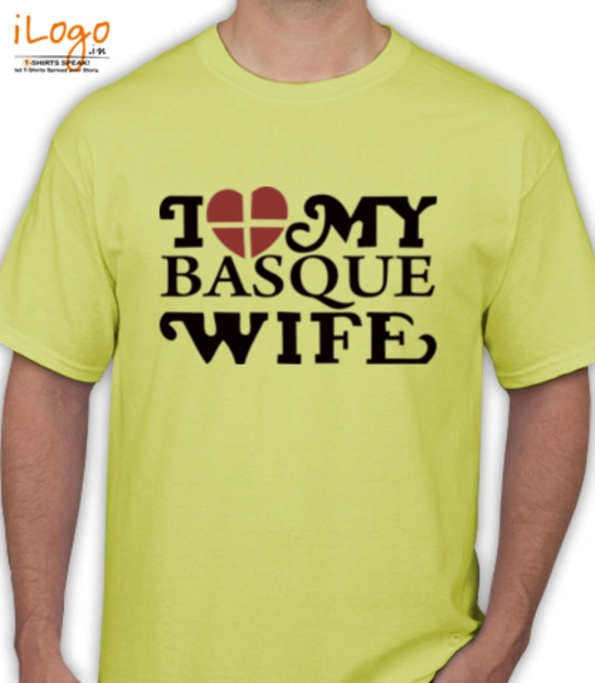 Yellow cartoon character I-LOVE-MY-BASQUE-WIFE T-Shirt