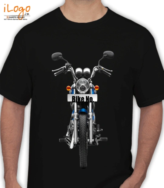 Bike Numbered Blue-Royal-Enfield-Personalised T-Shirt