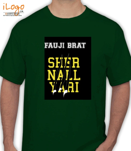 Army Wife FAUJI-BRAT-LION-NAIL T-Shirt