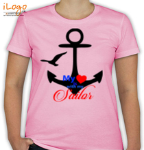 Navy Wife my-heart-is-with-my-sailor T-Shirt