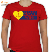 Navy Wife yellow-heart-with-anchor T-Shirt