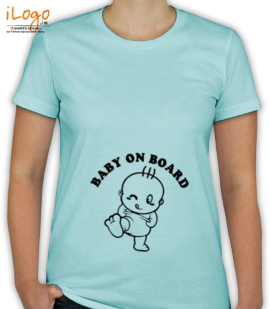 Baby hiding baby-on-board-in-black T-Shirt