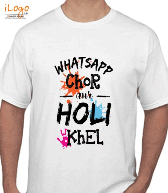 Holi whatsaap-chor-aur-holi-khel T-Shirt