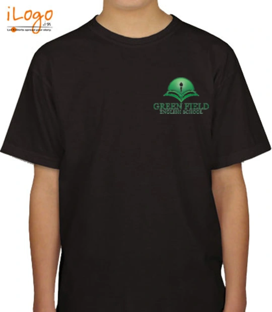 Kids Green-Field-English-School-Logo T-Shirt