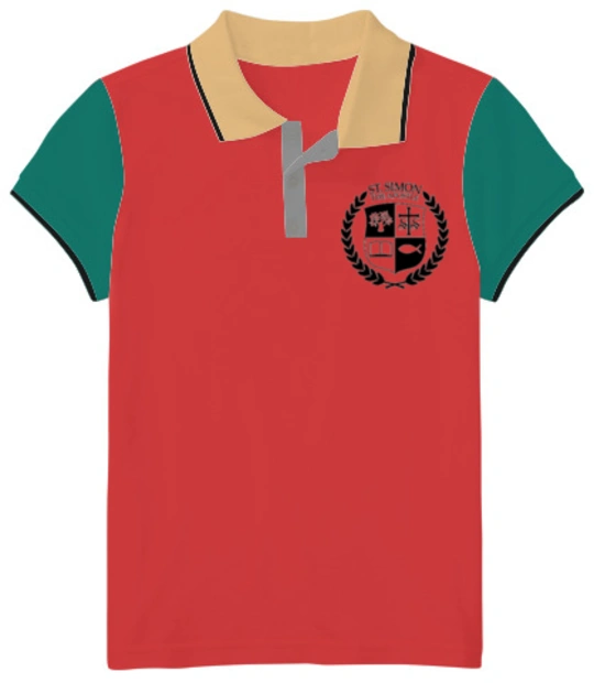 St.-Simon-The-Apostle-School-Logo - Girls polo single tipping t-shirt