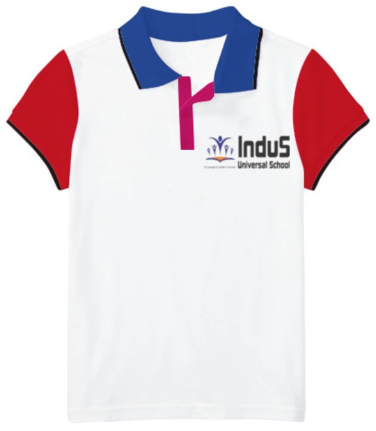 Indus-Universal-School-Logo - Girls polo single tipping t-shirt