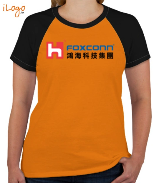 V neck Hon-Hai-Precision-Industry-Foxconn-Women%s-Round-Neck-Raglan-Half-Sleeves T-Shirt