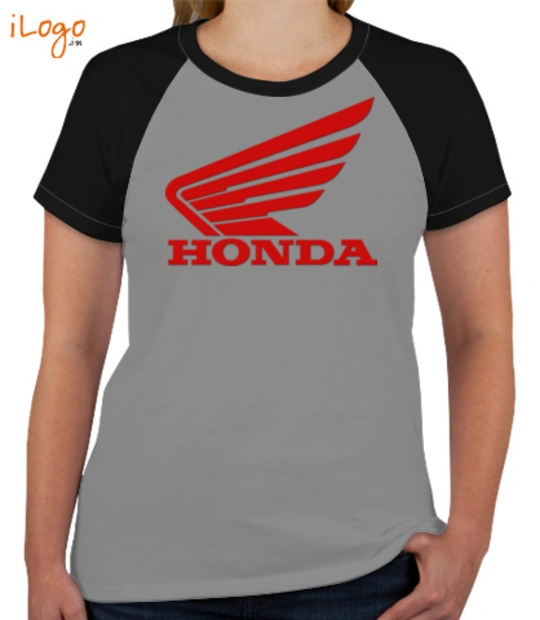  HONDA-Women%s-Round-Neck-Raglan-Half-Sleeves T-Shirt