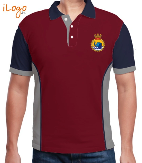 Indian Army Collared T-Shirts INS-Gaj-Men%s-PoloSidePanel T-Shirt