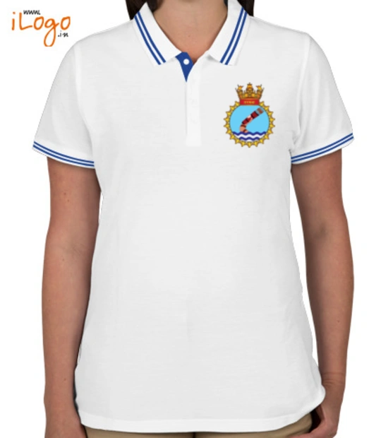 Indian navy womens-polo-shirt-double-tippin T-Shirt