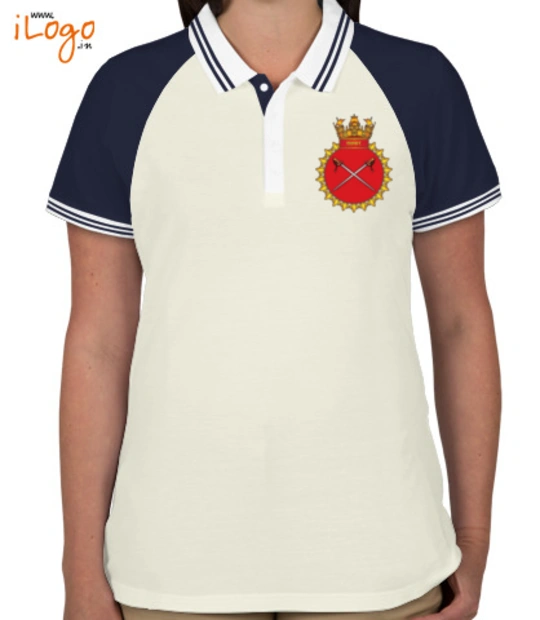 Navy INS-Talwar-emblem-Womens-raglan-line-double-tipping-t-shirt T-Shirt