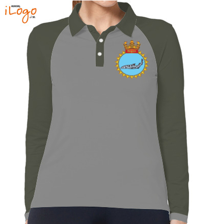  INS-Sindhuraj-%S%-emblem-Women%s-Polo-Raglan-Full-Sleeves-With-Buttons T-Shirt