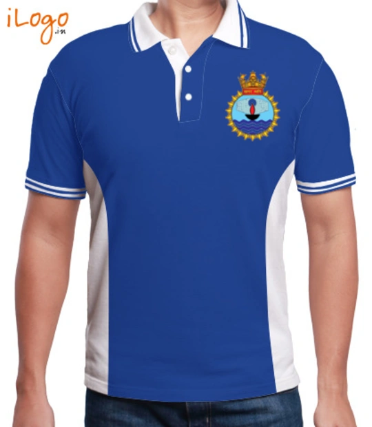 Navy INS-Sagardhwani-emblem-Men%s-Polo-Double-Tipping-With-Side-Panel T-Shirt