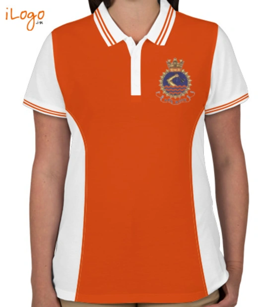 INS-Shivaji-Crest-Women%s-Polo-Double-Tip-With-Side-Panel - LOGO