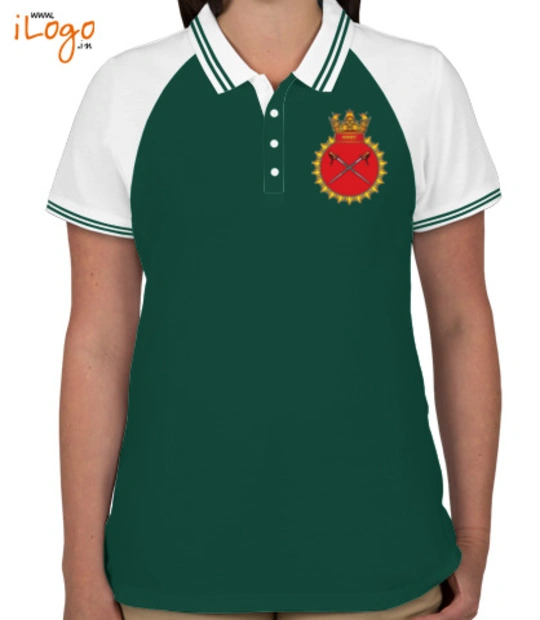 Indian Navy Collared T-Shirts INS-Talwar-emblem-Women%s-Raglan-Double-Tip-Polo-Shirt T-Shirt
