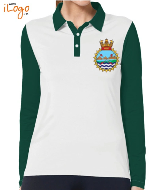 Indian INS-Sahyadri-%F%-crest-Women%s-Polo-Full-Sleeves-With-Buttons T-Shirt