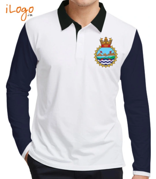 Indian Navy Collared T-Shirts INS-Sahyadri-%F%-crest-Full-Sleeves-Polo T-Shirt