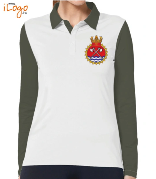 Indian navy INS-Tabar-emblem-Women%s-Polo-Full-Sleeves-With-Buttons T-Shirt