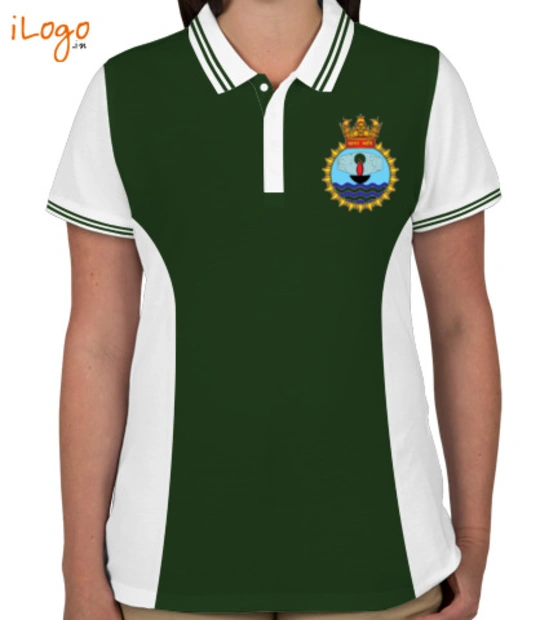 Indian INS-Sagardhwani-emblem-Women%s-Polo-Double-Tip-With-Side-Panel-T-Shirt-Design T-Shirt