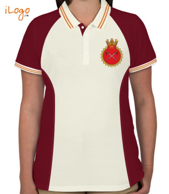 RAND WHITE INS-Talwar-emblem-Women%s-Polo-Raglan-Double-Tip-With-Side-Panel T-Shirt