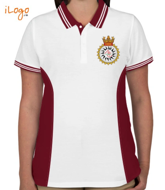 INS Sandhayak INS-Sandhayak-%J-%-emblem-Women%s-Polo-Raglan-Double-Tip-With-Side-Panel T-Shirt