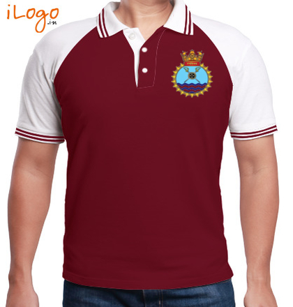 Indian Navy Collared T-Shirts INS-Ranvijay-%D%-crest-Raglan-Polo-Double-Tip T-Shirt