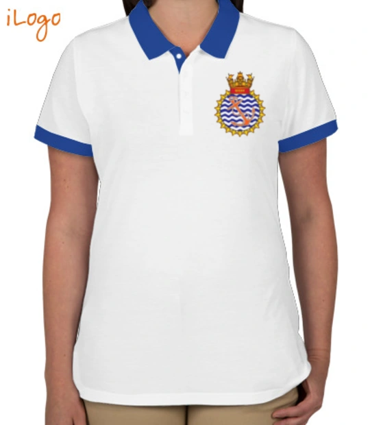 Indian Navy Collared T-Shirts INS-Sutlej-emblem-Two-button-Polo T-Shirt