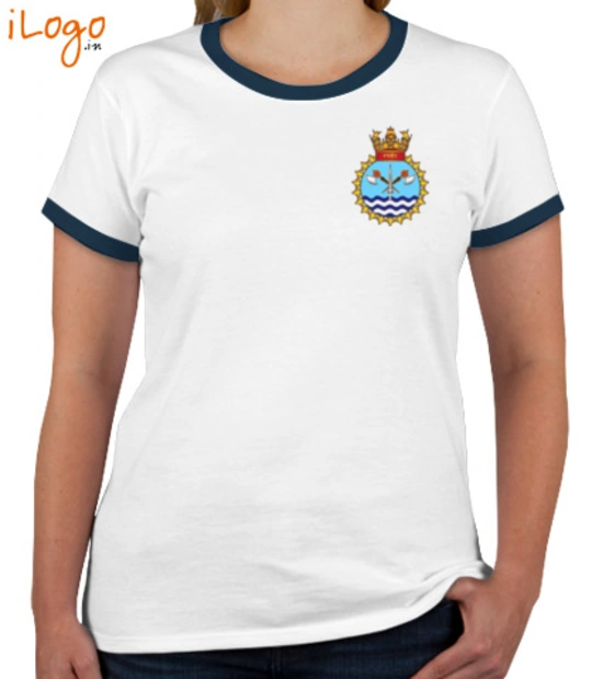 Indian Navy Roundneck T-Shirts INS-Sutlej-emblemp-Women%s-Roundneck-T-Shirt T-Shirt