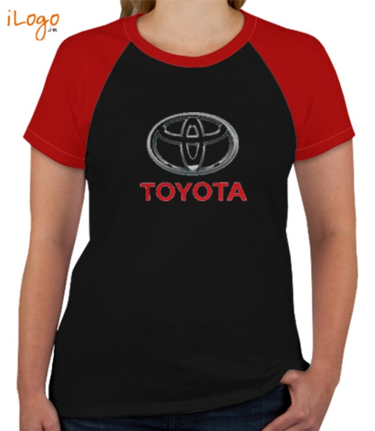 V neck TOYOTA-Women%s-Round-Neck-Raglan-Half-Sleeves T-Shirt