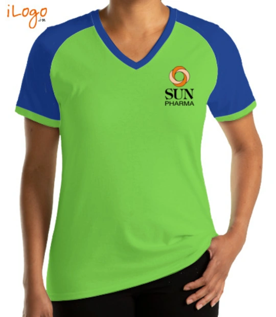 Sun SUN-PHARMA-Women%s-Raglan-V-Neck-T-Shirt T-Shirt