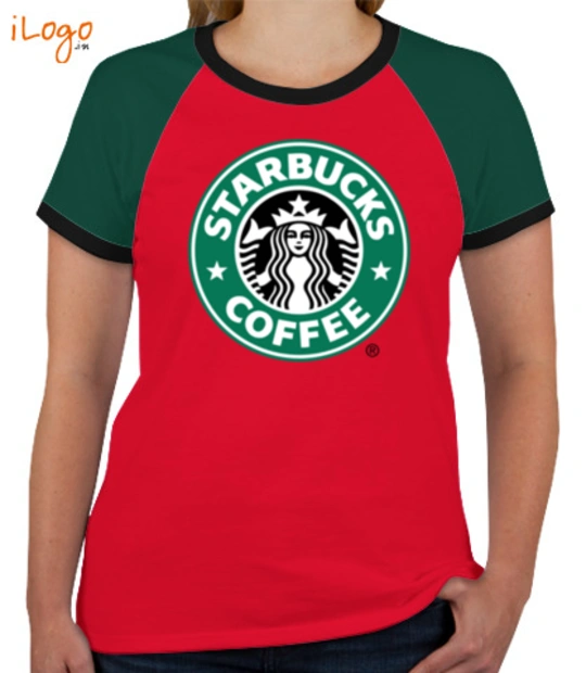 Half STARBUCKS-Women%s-Round-Neck-Raglan-Half-Sleeves T-Shirt