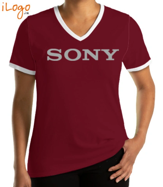 Whitefinal SONY-V-neck-Tees T-Shirt