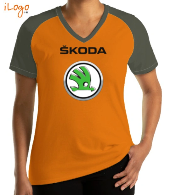 Corporate SKODA-Women%s-Raglan-V-Neck-T-Shirt T-Shirt